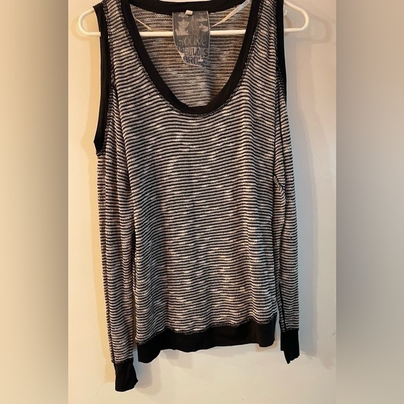 Young Fabulous & Broke Sweaters - Young Fabulous & Broke black and white cold shoulder top